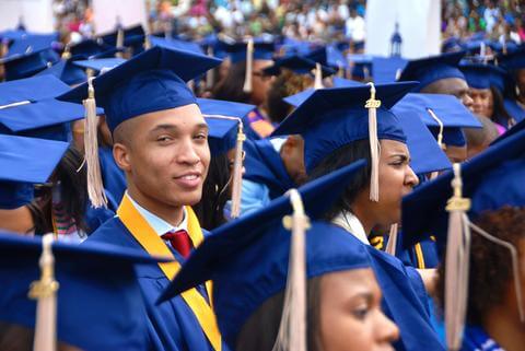Student wearing grad cap at graduation 